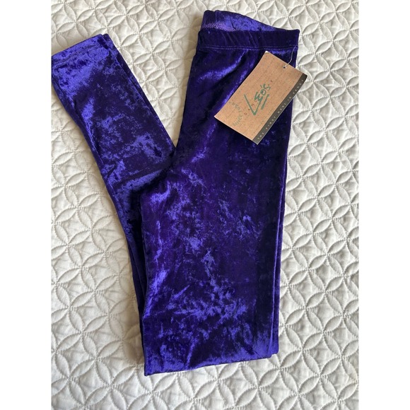 Leo's Dancewear Pants - Leos Dancewear Purple Crushed Velvet Vintage Leggings Womens Small Made in USA